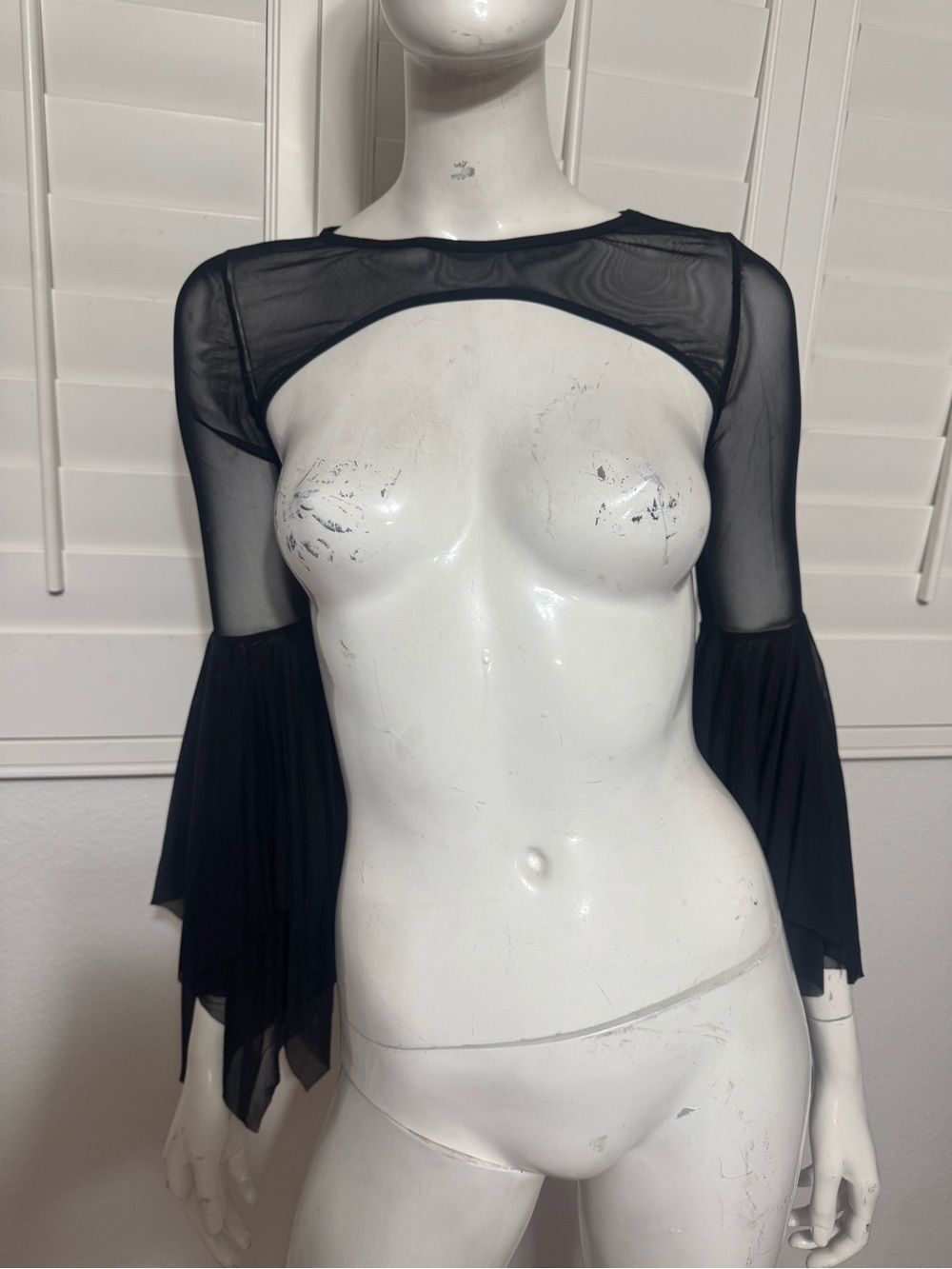 New S black sheer top shrug bell sleeves gothic festival rave raver goth Lolita